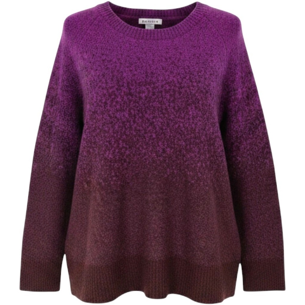Athleta Jacquard Crew Sweater XL Purple Burgundy Ombre Merino Wool Blend